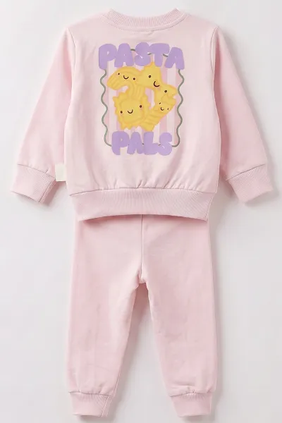 Pembe (6-24 Ay) Ön Arka  Baskılı 2 İp Kız Bebek Takım 490654
