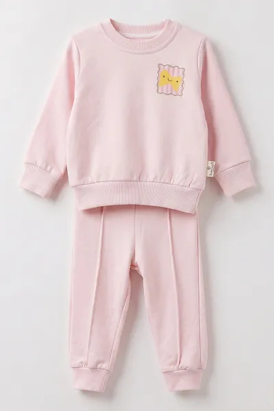 Pembe (6-24 Ay) Ön Arka  Baskılı 2 İp Kız Bebek Takım 490654