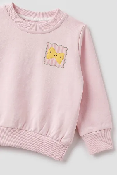 Pembe (6-24 Ay) Ön Arka  Baskılı 2 İp Kız Bebek Takım 490654