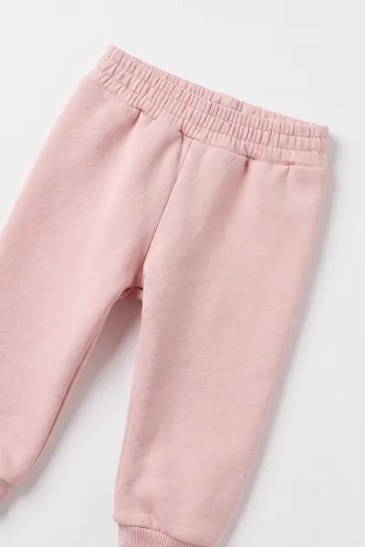 Pembe (6-24 Ay) Papatya Baskılı   Omuzdan Fırfırlı 3 İp Şardonlu Kız Bebek Kışlık Takım 485088