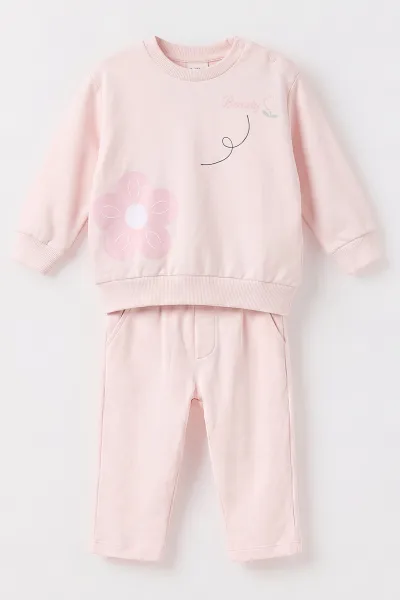 Pembe (6-24 Ay) Parlak Şişme Yelekli 2 ip Kız Bebek 3'lü Takım 473223