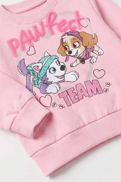 Pembe (6-24 Ay) PawFect Pullu Nakışlı Baskılı Fitilli Taytlı  2'li Kız Bebek Takım 485468