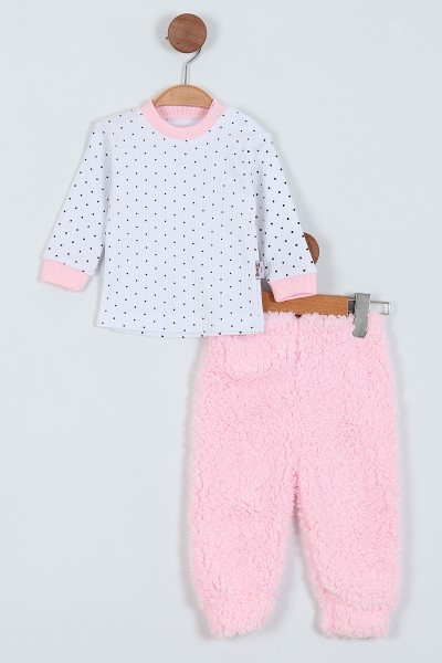 Pembe (6-24 Ay) Punalı Nakışlı Hırkalı Welsoft Üçlü Kız Bebe Takım 225290