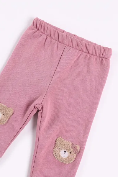 Pembe (6-24 Ay) Sğzene Ayıcık Nakışlı 3 İp Şardonlu Kız Bebek Kışlık Takım 499772