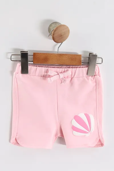 Pembe (6-24 Ay)  Surf Waves Kabartma Baskılı Tişörtlü  Şortlu Kız Bebek Yazlık Takım 440301