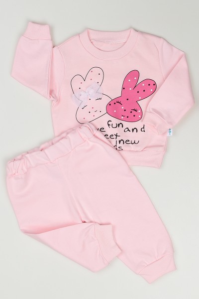Pembe (6-24 Ay) Tavşan Baskılı Kız Çocuk Takım 86624