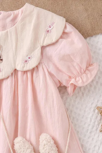 Pembe (6-24 Ay) Tavşan Çantalı Kol Lastikli Kız Bebek Elbise 470836