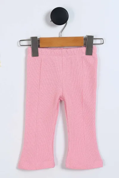 Pembe (6-24 Ay) Waffle Kumaş Yaka Papatya Figürlü Bandana  Figürlü Kız Bebek Takım 339626