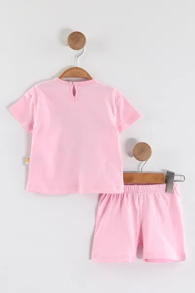 Pembe (6-24 Ay)Hey Girls  Baskılı Süprem Kız Bebek  Yazlık Takım 440502