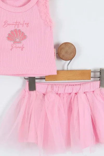 Pembe (6-24 Ay)Nakışlı Badili Tütü Etekli Kız Bebek Takım 357220