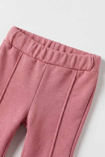 Pembe (6-24 Ay)Papatya Nakışlı İspanyol Paça Alt 3 İp Şardonlu Kız Bebek Kışlık Takım 501187