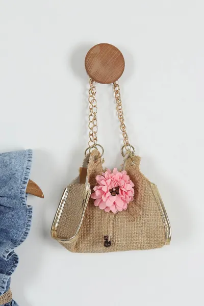 Pembe (6-9 Yaş) Fırfırlı Çantalı Kız Çocuk Kot Elbise 258656