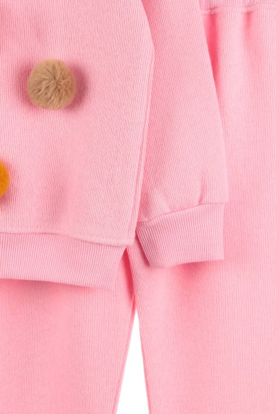 Pembe (6-9 Yaş) Rengarenk Ponponlu Selanik Kumaş Kız Çocuk Takım 144372