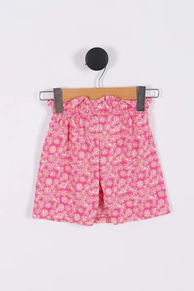 Pembe  (7-10 Yaş) Fırfırlı Nakışlı Şort Etekli Kız Çocuk Takım 277393