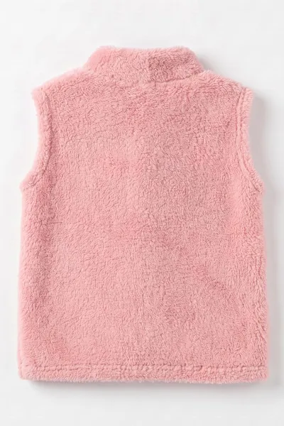 Pembe (7-12 Yaş) Tavşan Nakışlı  Peluş Kız Çocuk Yelek 497991