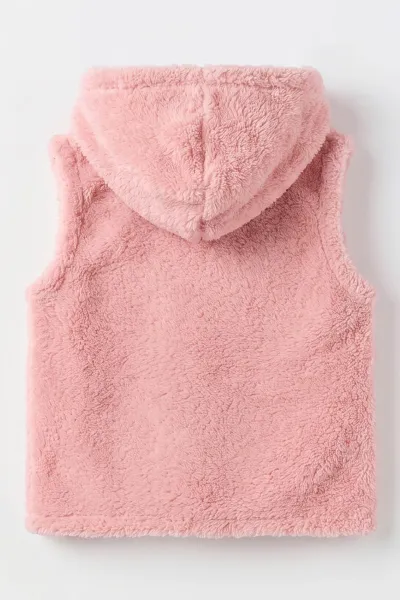 Pembe (7-12 Yaş) W Nakışlı Kapüşonlu Peluş Kız Çocuk Yelek 497984