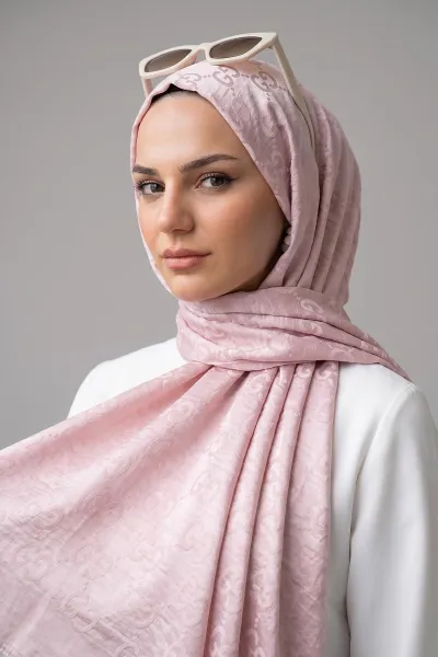 Pembe 70x180 Cm Elegance Premium Pamuk Jakar Şal 475025