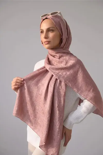 Pembe 70x180 Cm Infinity Premium Pamuk Jakar Şal 481970