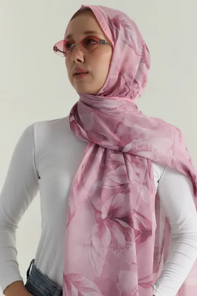 Pembe 75x180 Cm Our Fashion Dijital Baskılı Desenli Nova Şal 396794