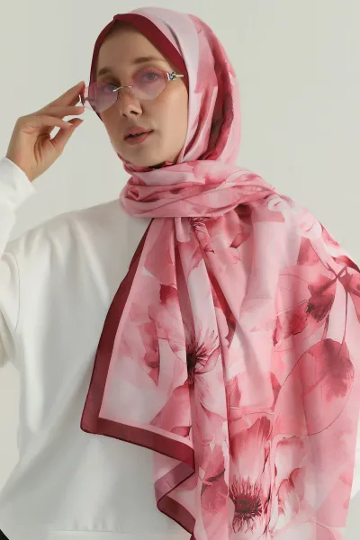 Pembe 75x180 Cm Our Fashion Dijital Baskılı Desenli Soft Şal 396841