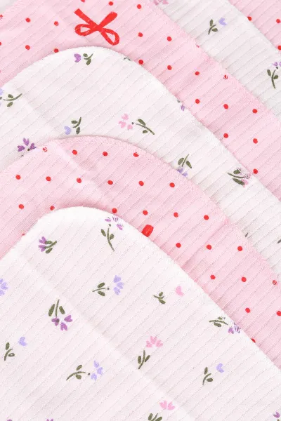 Pembe 7'li Kutulu ve Pamuklu Desenli Bebek Mendil 476597