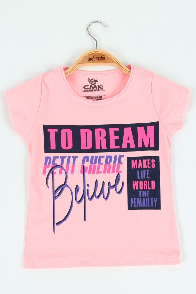 Pembe (8-12 yaş) Dream Baskılı Kız Çocuk Tişört 119988