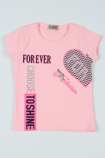 pembe-8-12-yas-forever-baskili-kiz-cocuk-tisort-94599