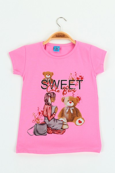 Pembe (8-12 yaş) Sweet Bear Baskılı Kız Çocuk Tişört 121298