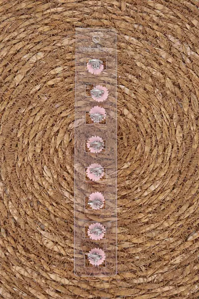 Pembe 8'li Çiçek Model Klipsli Saç Süsleme Küpesi 476358