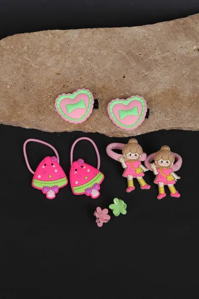 Pembe 8'li Figürlü Çocuk Toka Seti 308346