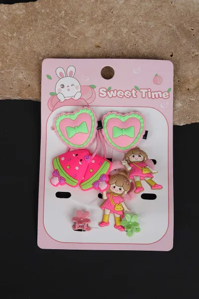 Pembe 8'li Figürlü Çocuk Toka Seti 308346