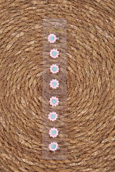 Pembe 8'li Papatya Model Klipsli Saç Süsleme Küpesi 476364