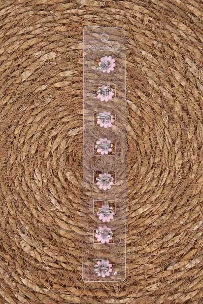 Pembe 8'li Papatya Model Klipsli Saç Süsleme Küpesi 476364