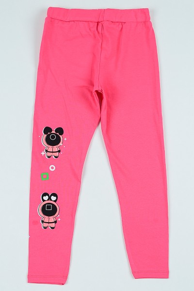 Pembe (9-12 yaş) Beli Lastikli Baskılı Kız Çocuk Tayt 105387