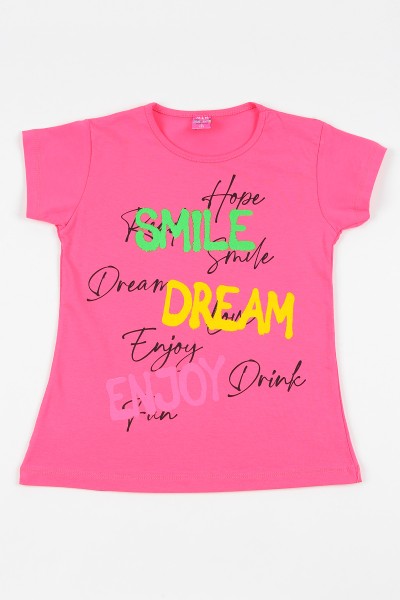 Pembe (9-12 yaş) Dream Baskılı Kız Çocuk Tişört 110809