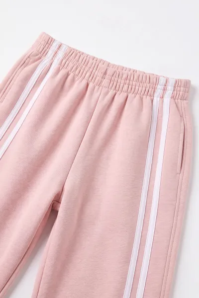 Pembe (9-13  Yaş) Cute Taş Baskılı   3 İp Şardonlu Kız Çocuk Kışlık Takım 493981