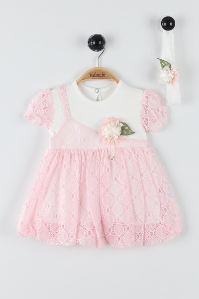 pembe-9-18-ay-cicek-bronslu-kol-lastikli-kiz-bebe-elbise-169851