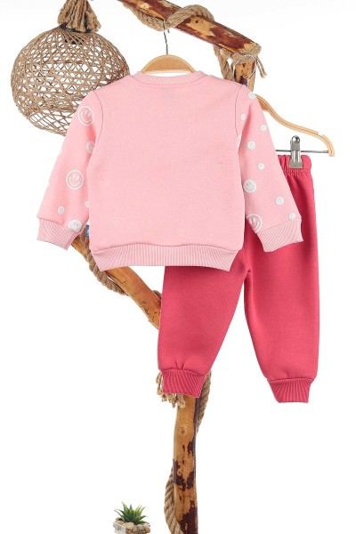 Pembe (9-24 Ay) Sup Love Baskılı Üç İp Şardonlu Kız Çocuk Takım 140574