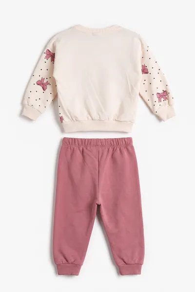 Pembe (9-24 Ay)Fiyonk Baskılı Çıtçıtlı Kız Bebek Takım 476376