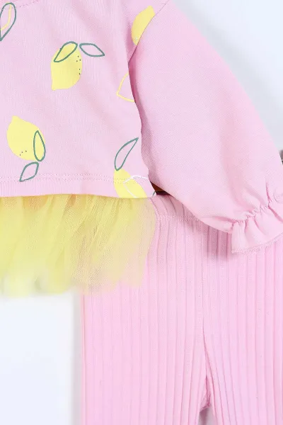 Pembe (9-24 Ay)Limon Baskılı Tütü Etekli Kız Bebek Takım 336028