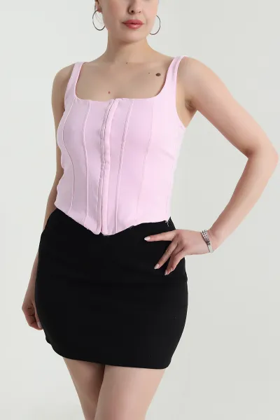 Pembe Agraflı Kompak Kadın Bluz 473200