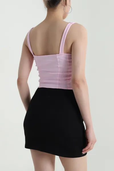 Pembe Agraflı Kompak Kadın Bluz 473200
