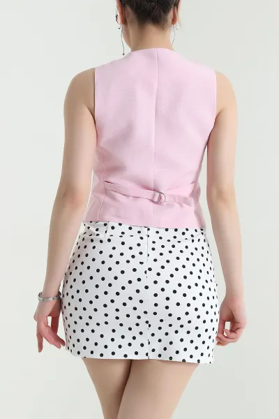 Pembe Arka Kuşak Detay Cepken Yelek 454787