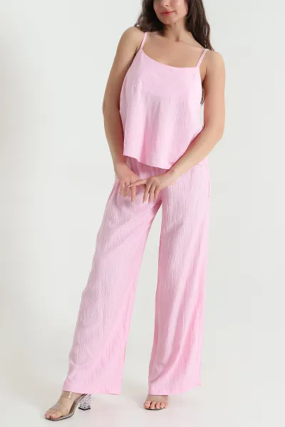 Pembe Askılı Bel Lastikli Çilek Kadın İkili Takım 458310