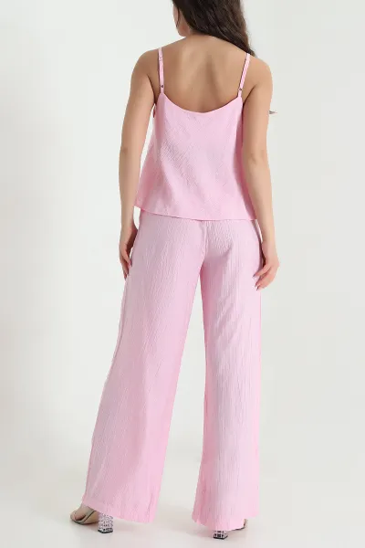 Pembe Askılı Bel Lastikli Çilek Kadın İkili Takım 458310