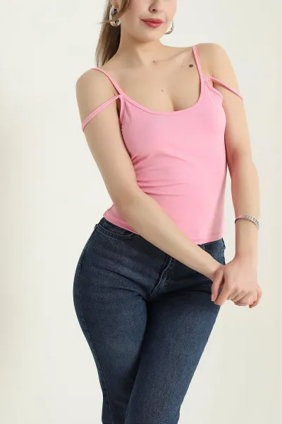 Pembe Askılı Scuba Kadın Bluz 432288