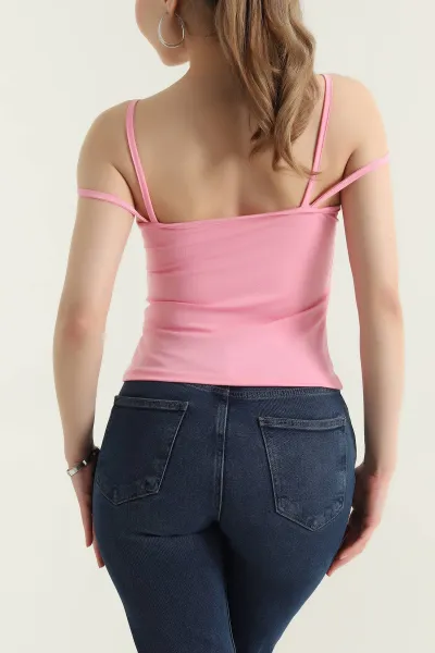 Pembe Askılı Scuba Kadın Bluz 432288