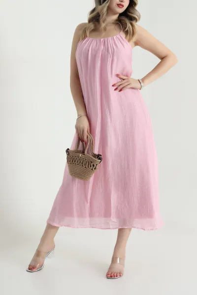 Pembe Askılı Tensel Kadın Elbise 480708