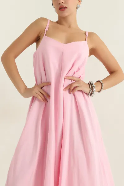 Pembe Askılı Terni Salaş Kadın Elbise 368344