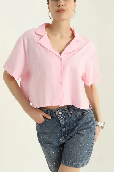 pembe-ata-yaka-duble-kol-keten-kadin-gomlek-365471
